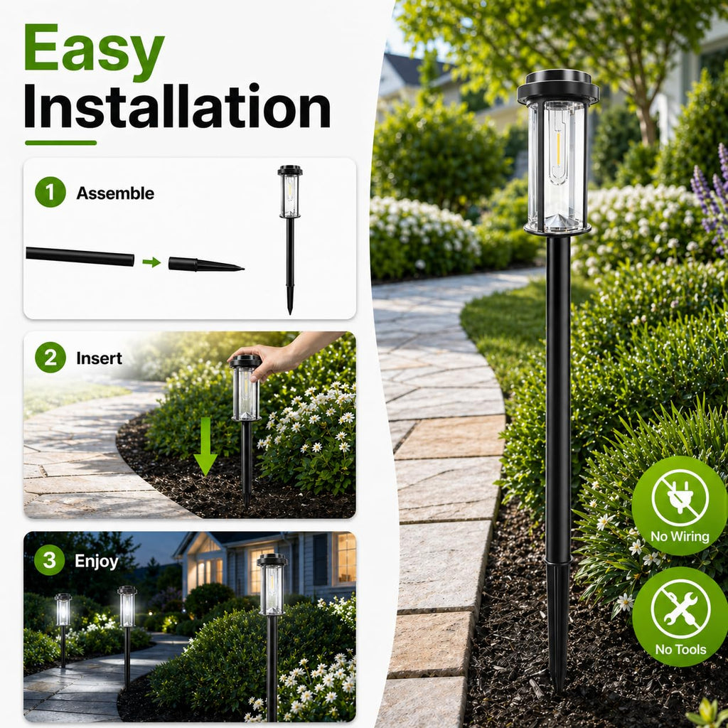 12 Pack Solar Lights Outdoor, 21" Solar Pathway Lights Outdoor