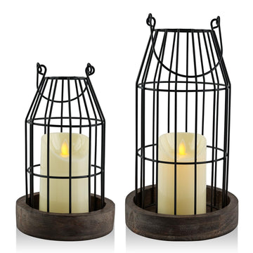 Farmhouse Lantern Decor Rustic Home Decor Lantern with Flameless Candles