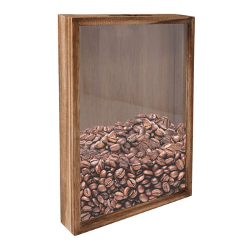 Coffee Shadow Box Real Wood 11x14, Top Loading Display Case Frame with Slot, Movie Travel Sporting Events Concert