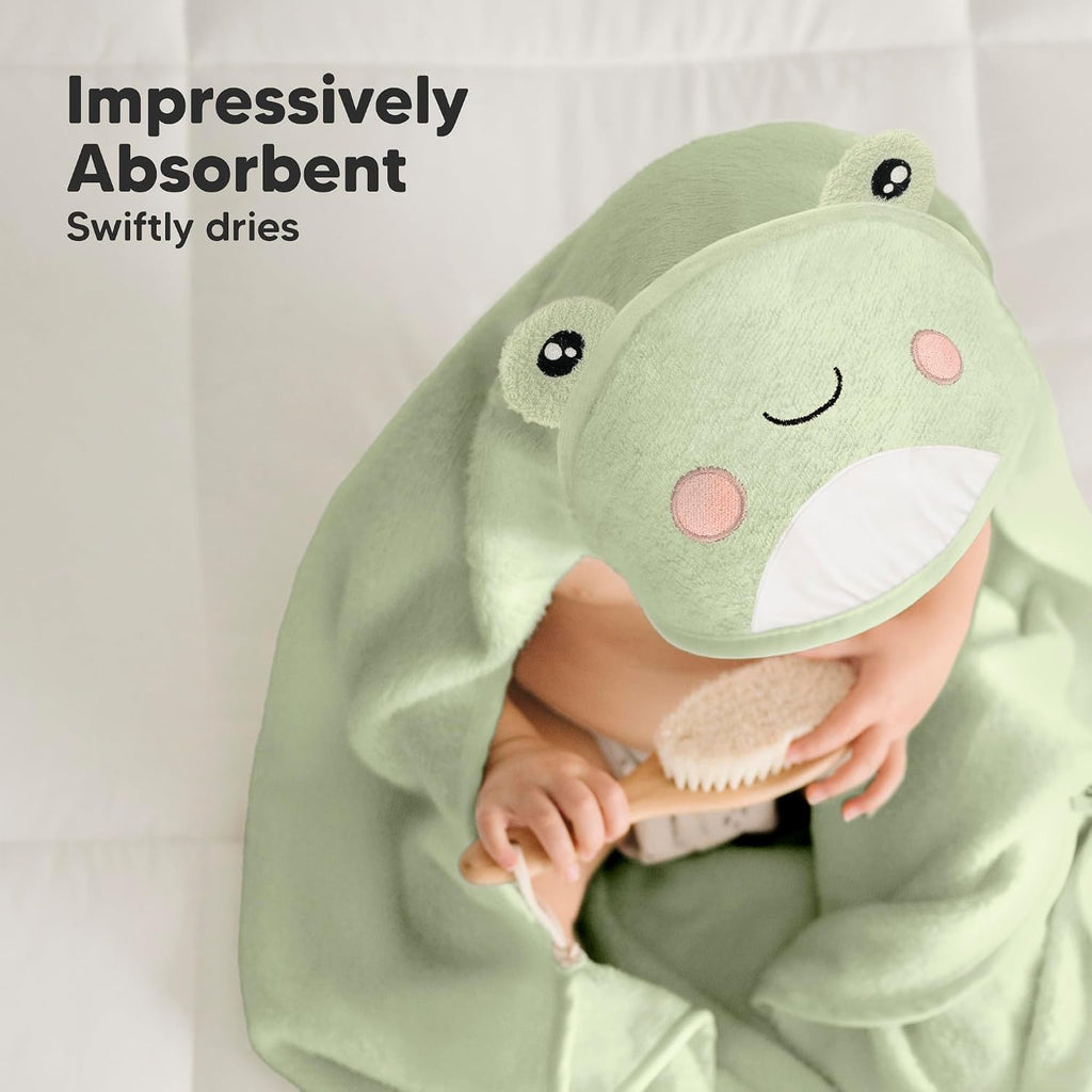 Hooded Baby Towel for Newborn, Baby Bath Towels (Frog, Regular)