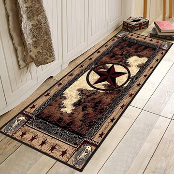 Western Rugs Western Runner Rug 2x6,Texas Star Vintage Style Stars,Rustic Throw Accent Area Rug Non Slip Washable Rug