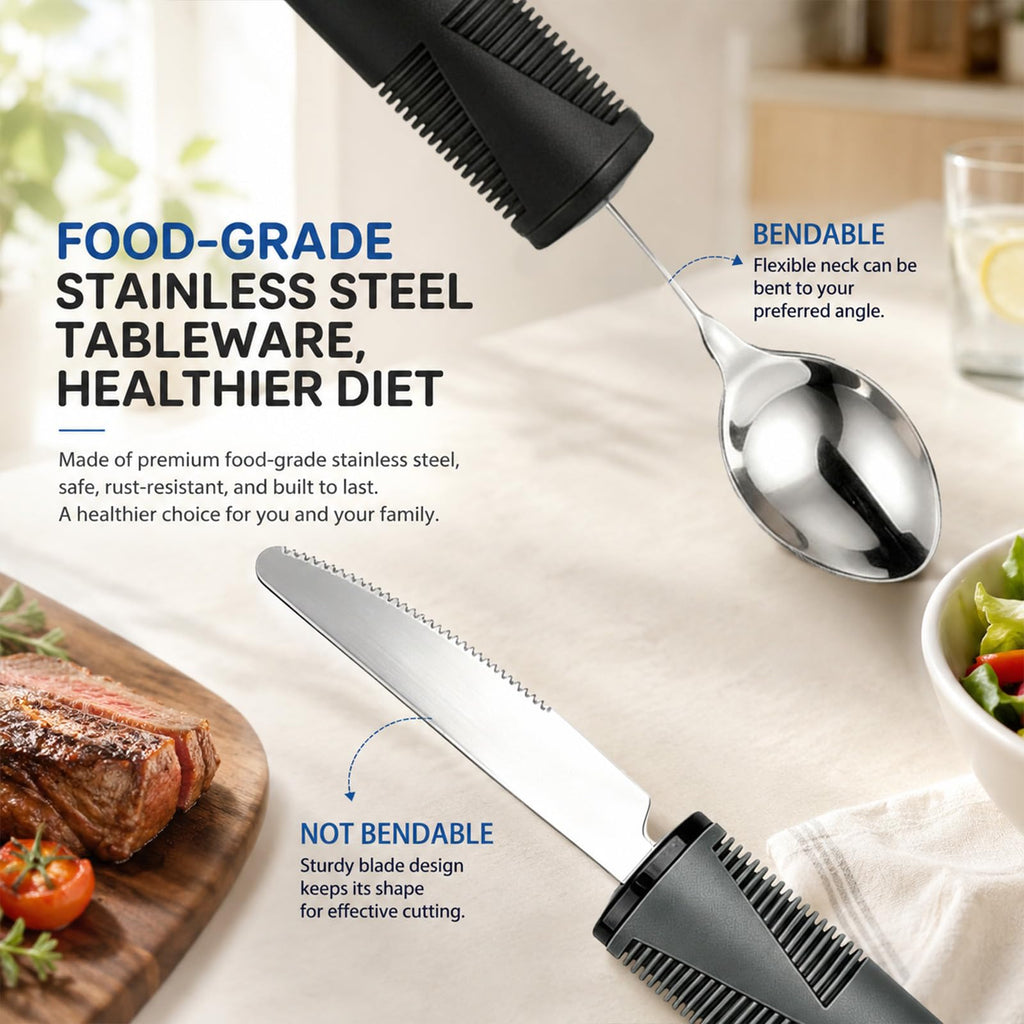 Adaptive Utensils for Hand Tremors, Elderly 270° Adjustable 4PCS