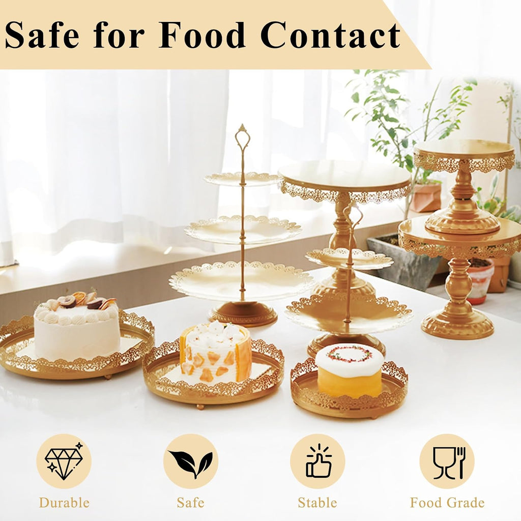 Cake Stands Metal Cupcake Stand Set Multiple Styles Candy Fruit Display Tower Dessert Plate Cake Serving - Set of 9