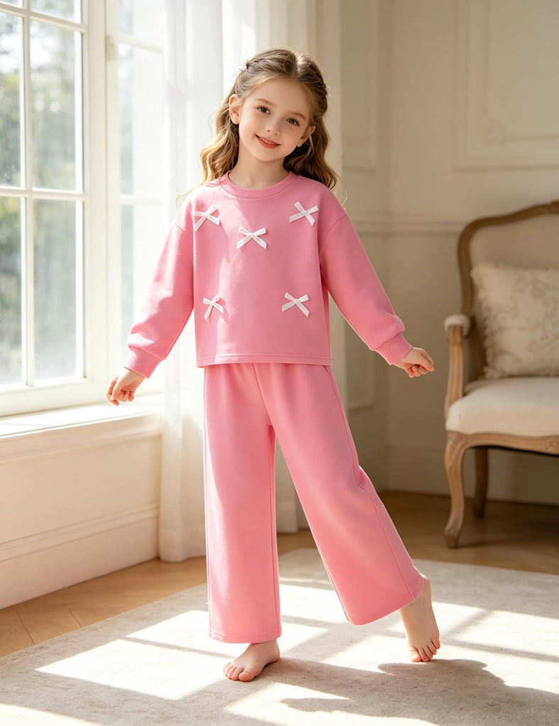 Baby Girl Clothes Long Sleeve Bowknot Top Wide Leg Long Pants Toddler Girl Fall Winter Outfit Cute Kids Clothing Set