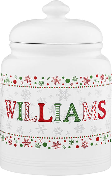 Personalized Cookie Jar - For Bakers - Kitchenware - Ceramic - Airtight Lid - Christmas Cookie Storage - Festive Name