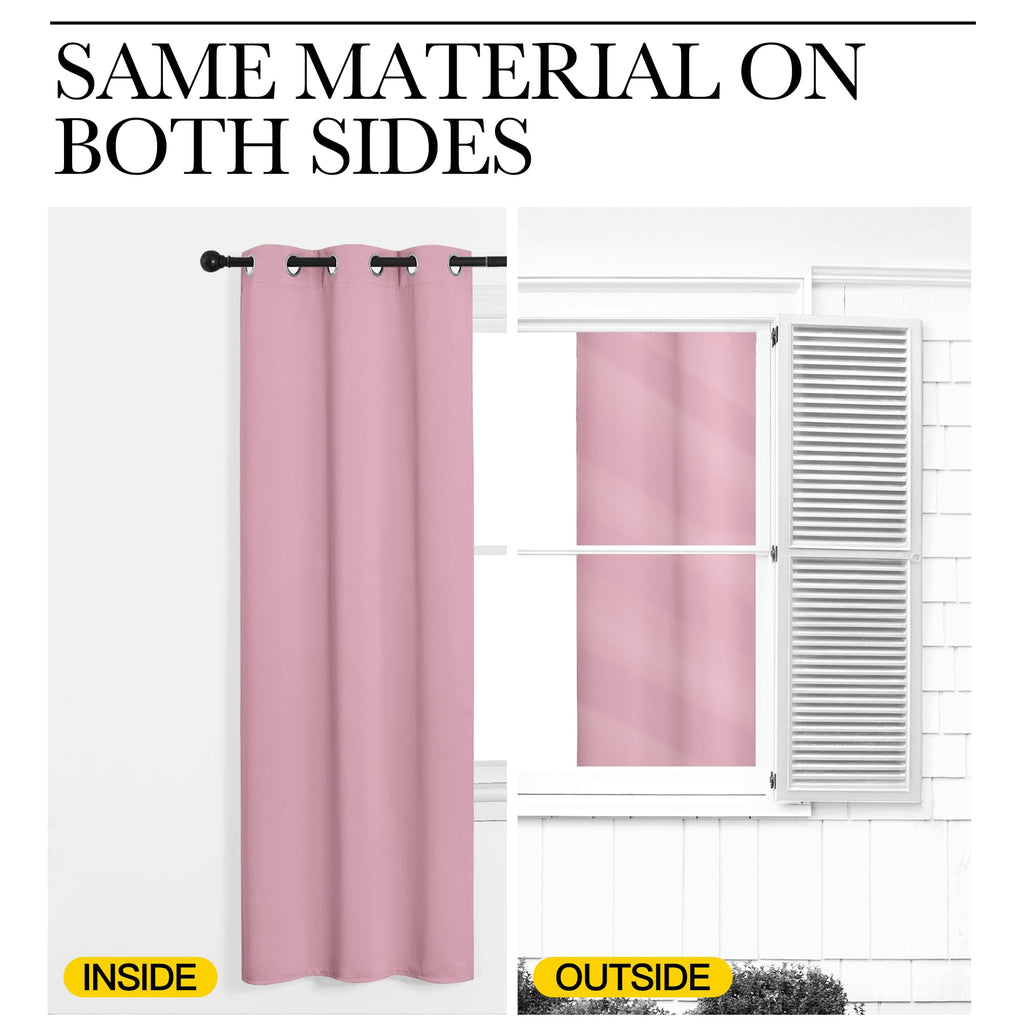 Rouge Pink Blackout Curtain 118 inch Long, W55 x L118, 1 Panel, Thermal Insulated Window Treatment with Grommet Room