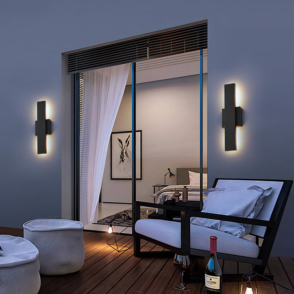 Outdoor Modern LED Wall Light Fixtures, Black Linear Exterior Wall Sconces 20W, Modern Porch Patio Light Fixture
