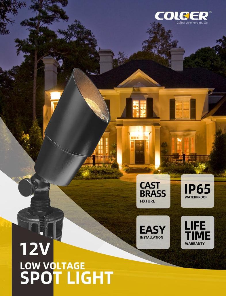 Solid Brass Landscape Spotlight 1-Pack with 5W LED MR16(101B-Black)