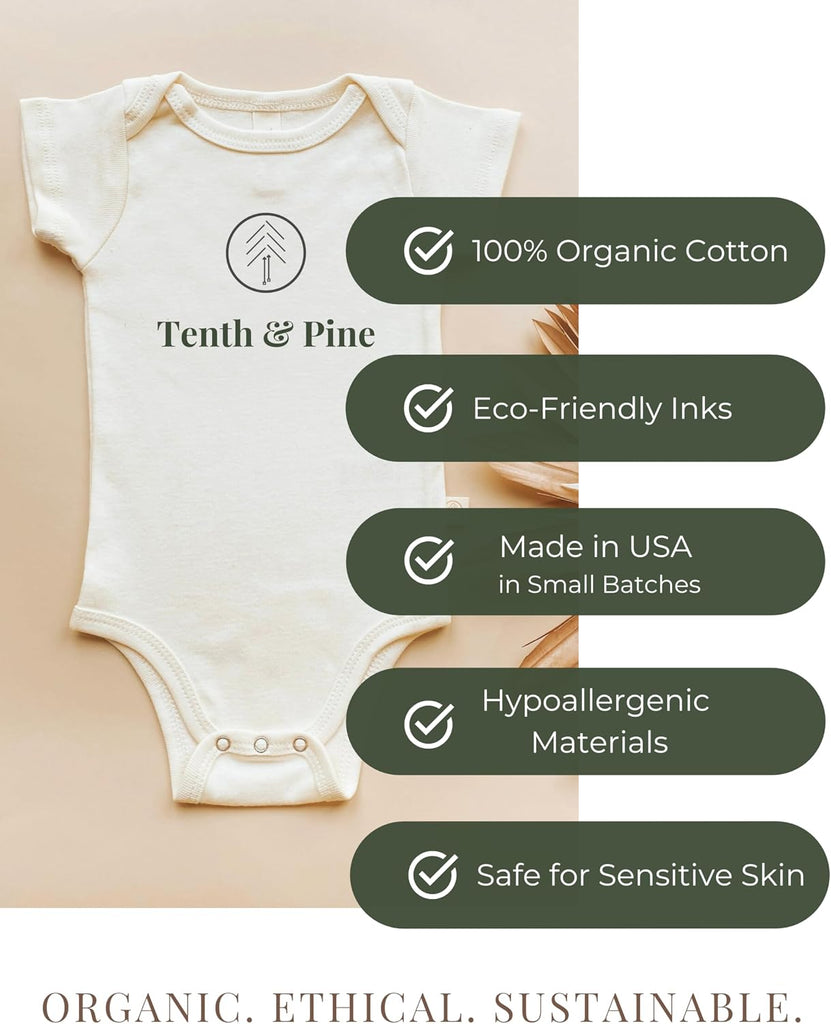 Organic Cotton Baby Bodysuit, Short Sleeve Infant One-Piece Outfit, Made in USA, Gender Neutral Clothes