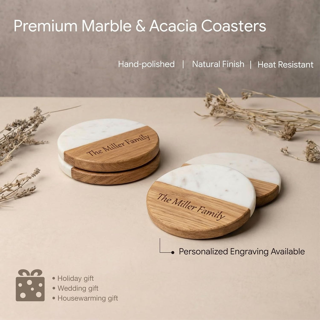 Personalized Charcuterie Board Set, Custom Engraved Marble Acacia Wood Cheese Board with Knife Set, Serving Board for
