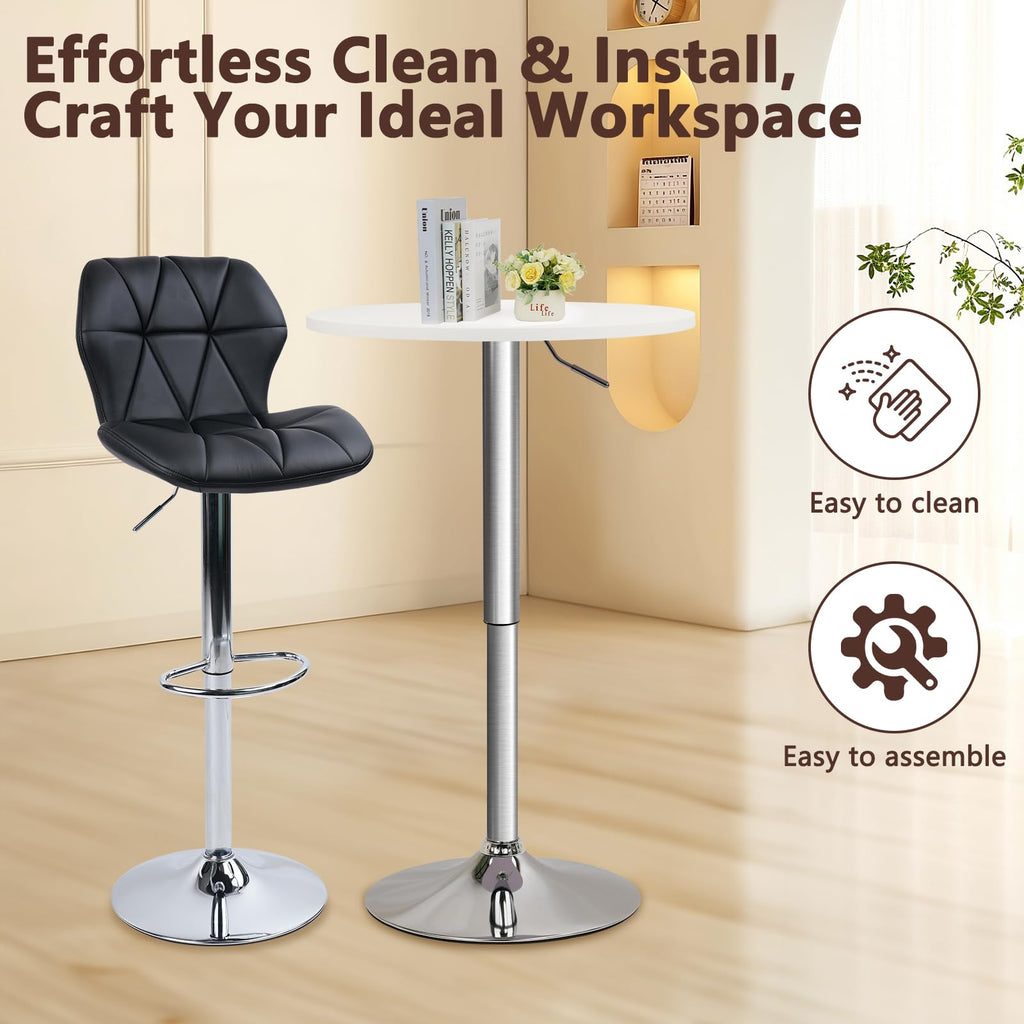 Round Bar Table 10 Pack, Height Adjustable 26"-36" Bistro Pub Table with Metal Base, 360° Swivel High Top Cocktail