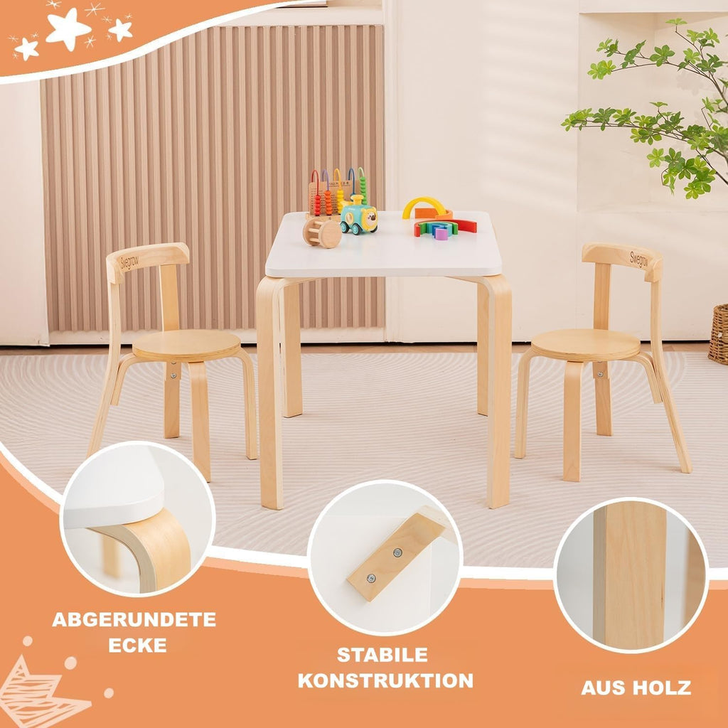 Kids Table and 2 Chairs Set, Wooden Table and Chairs for Kids & Toddler,Kid Wooden Furniture