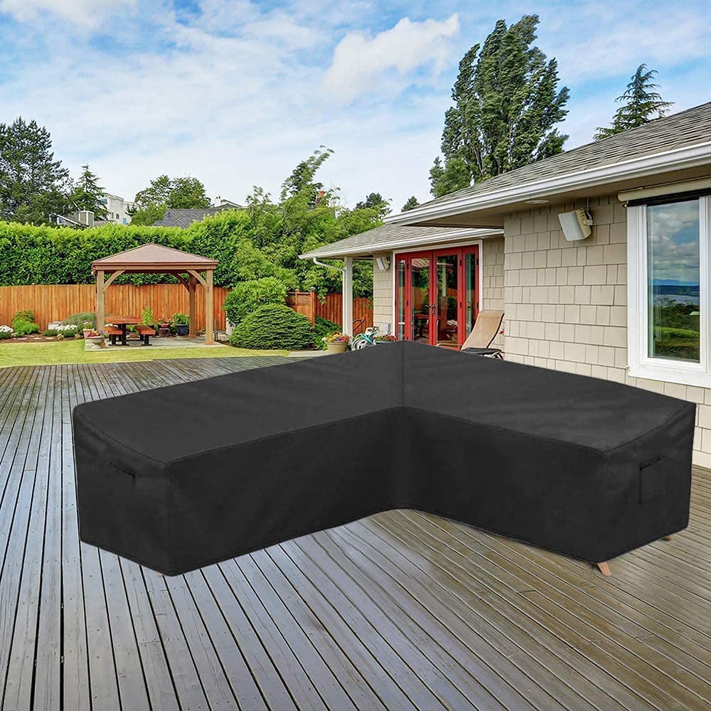 Patio Furniture Sectional Couch Sofa Cover Weatherproof Heavy Duty 420D Oxford Outdoor L Shaped Sectional Garden