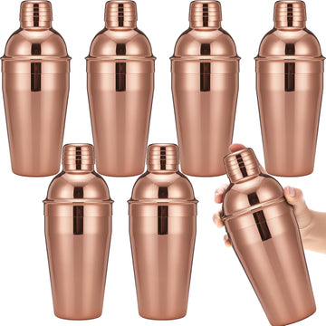 Bar Cocktail Shaker Stainless Steel, Rose Gold, 18.6 oz - Set of 6