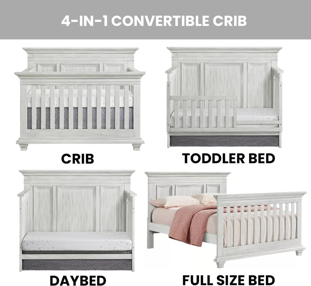 Weston 4-in-1 Convertible Crib, Vintage White, GreenGuard Gold Certified
