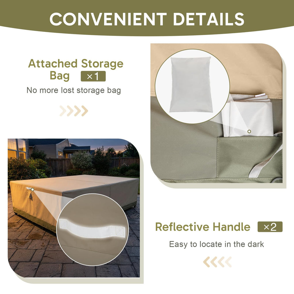 Rectangular Outdoor Furniture Cover for Sectional Sofa Set, 600D Waterproof Patio Set Cover for Lawn General Purpose