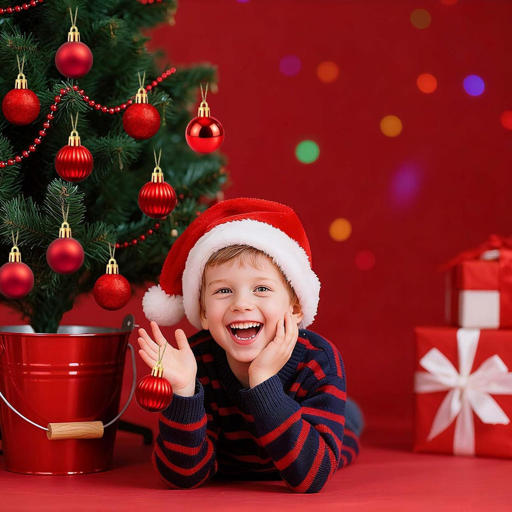 Small Red Christmas Ornaments Balls, 1.2 inch Mini Red Ornaments for Mini Tree, Tiny Plastic Shatterproof - Set of 24