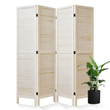 Room Dividers and Folding Privacy Screens, Wood Louvered Separators Divider Wall Bedroom - 4 Panels, 67 * 60inch