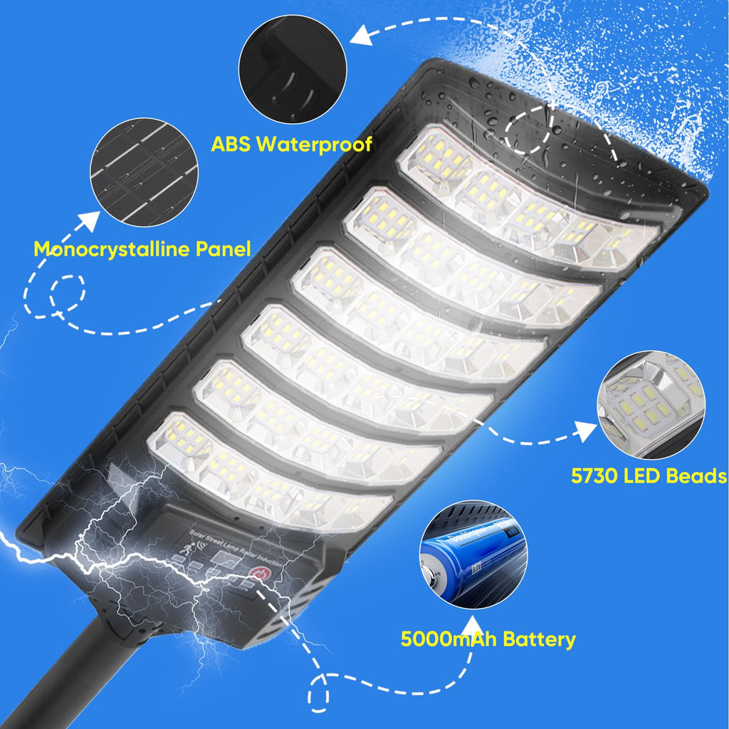 4 Pack Solar Street Light Outdoor 6500K Waterproof Motion Sensor LED Solar Powered Flood Light with Remote