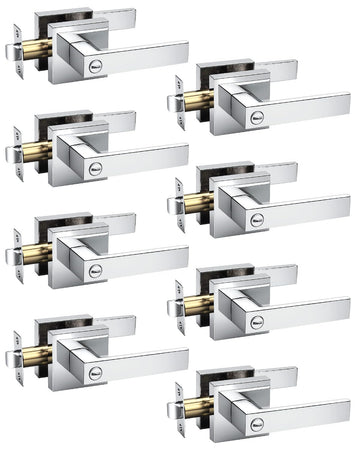 8 Pack Door Handles Interior Privacy Doorknob with Lock Polished Chrome Bedroom/Bathroom Door Handles