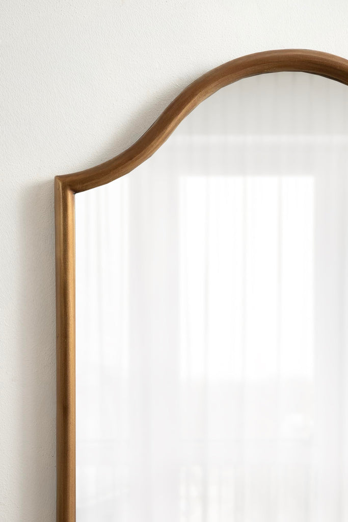 Fellows Vintage Scallop Arched Panel Full-Body Mirror, 18 x 48, Antique Gold, Traditional Decorative Arch Full-Length