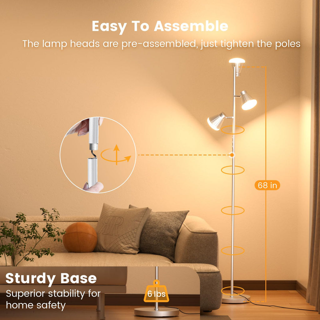 36W LED Tree Floor Lamp with Remote Bedroom