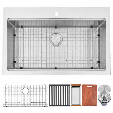 Drop Sink 36" X 22", Single Bowl Workstation Sinks