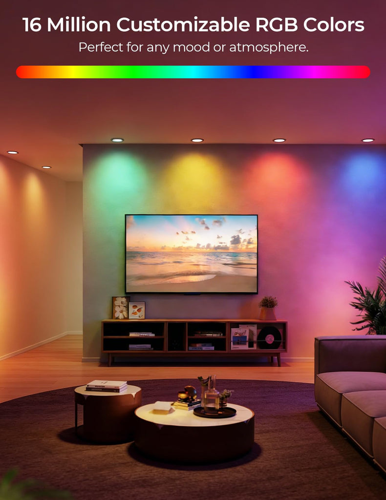Smart Recessed Light 6 Inch, RGBCW Color Changing Dimmable, 6 Pack