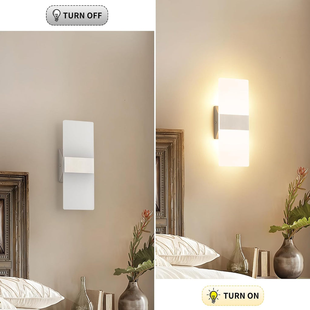Modern LED Wall Sconce Set of 2, 10W Hardwired Ultra-Slim Light | 11.4" Brushed Nickel 3000K Warm White Indoor Wall