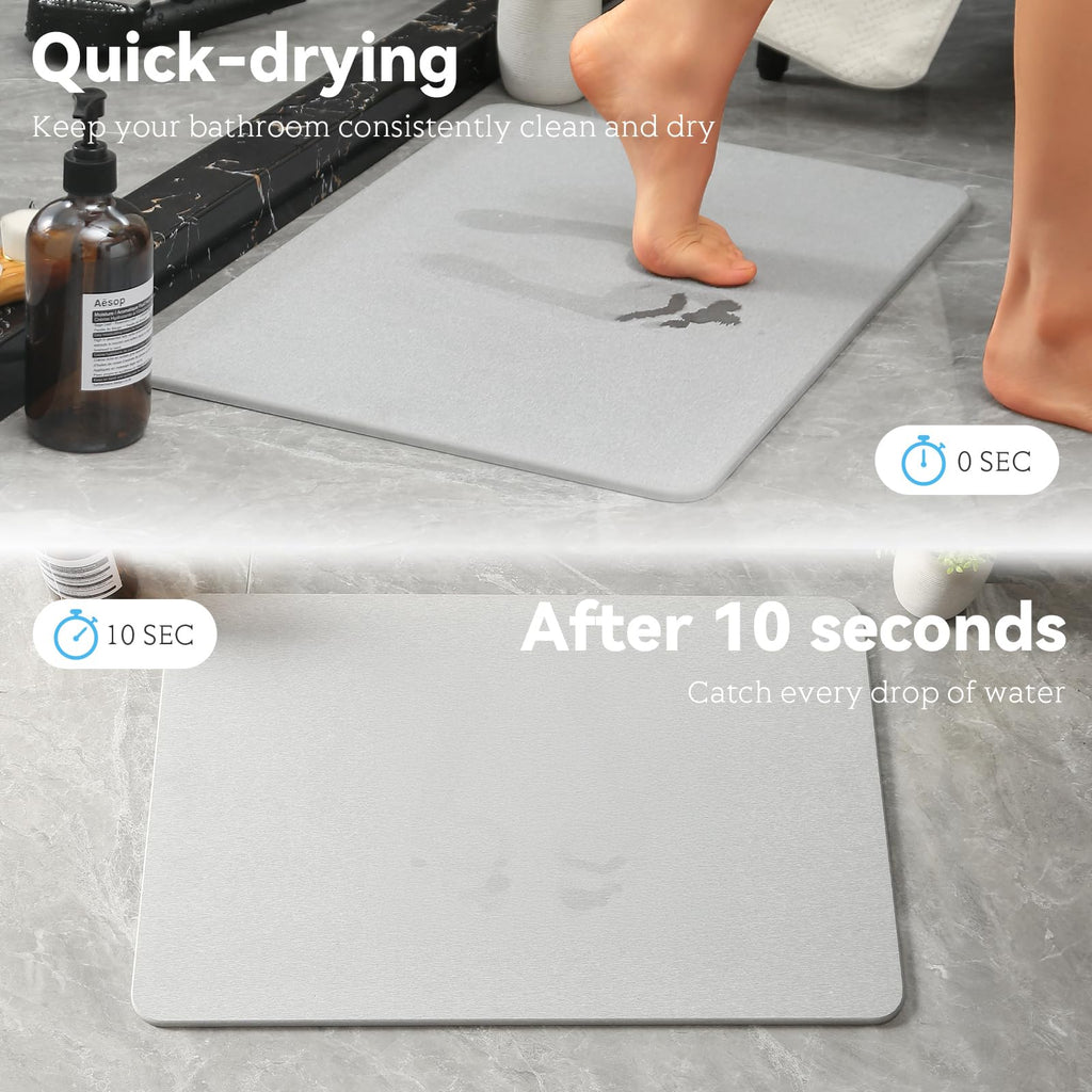Stone Bath Mat, Dries Quickly, Non-Slip Diatomaceous Earth Bath Mats, Super Absorbent Stone Shower Mat, Easy to