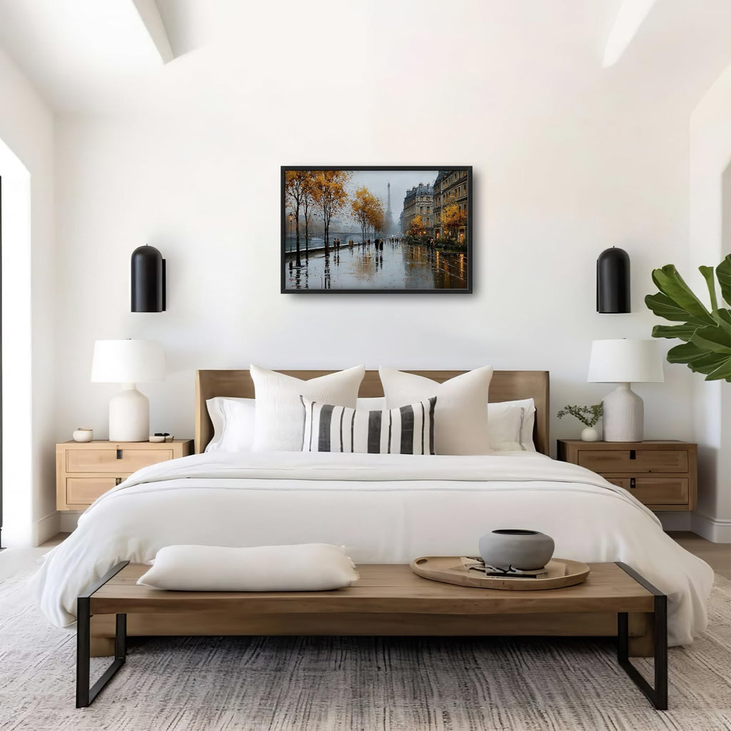 Large Paris City Wall Big Eiffel Tower Wall Decor Cityscape Canvas Prints Painting Urban Street Pictures Artwork