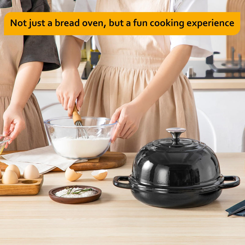 5 QT Enameled Cast Iron Dutch Oven for Bread Baking with Dome Lid