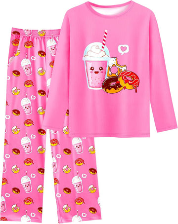 Girls Pajamas Long Sleeve Pants 2PCS Pajama Sets Pjs Sleepwear Lounge for Tween Teen Kids