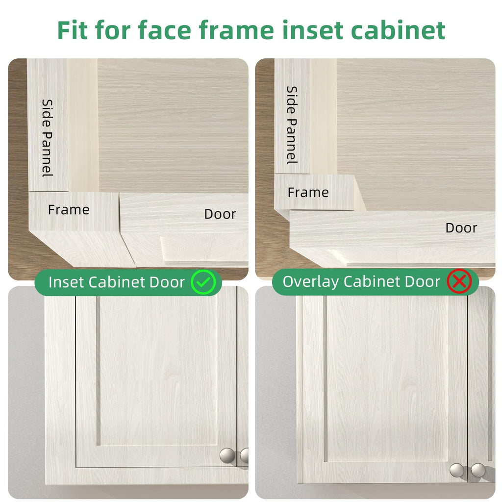 Face Frame Inset Cabinet Hinge(8 Pack 110° Face Frame Insert Cabinet, Cabinet Door Hinge, Clip-on Base, Soft