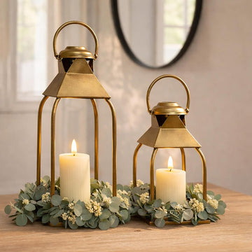 Decorative Metal Lanterns Indoor Outdoor, Candle Holder for Porch, Patio, Fireplace, Floor, Wedding, Christmas, Fall