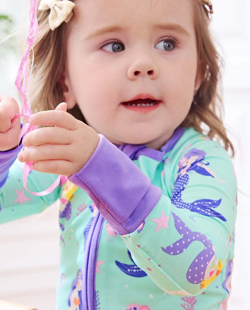 Viscose Derived from Bamboo Baby Footie Pajamas Convertible Sleeper for Baby Girl Zipper Onesie