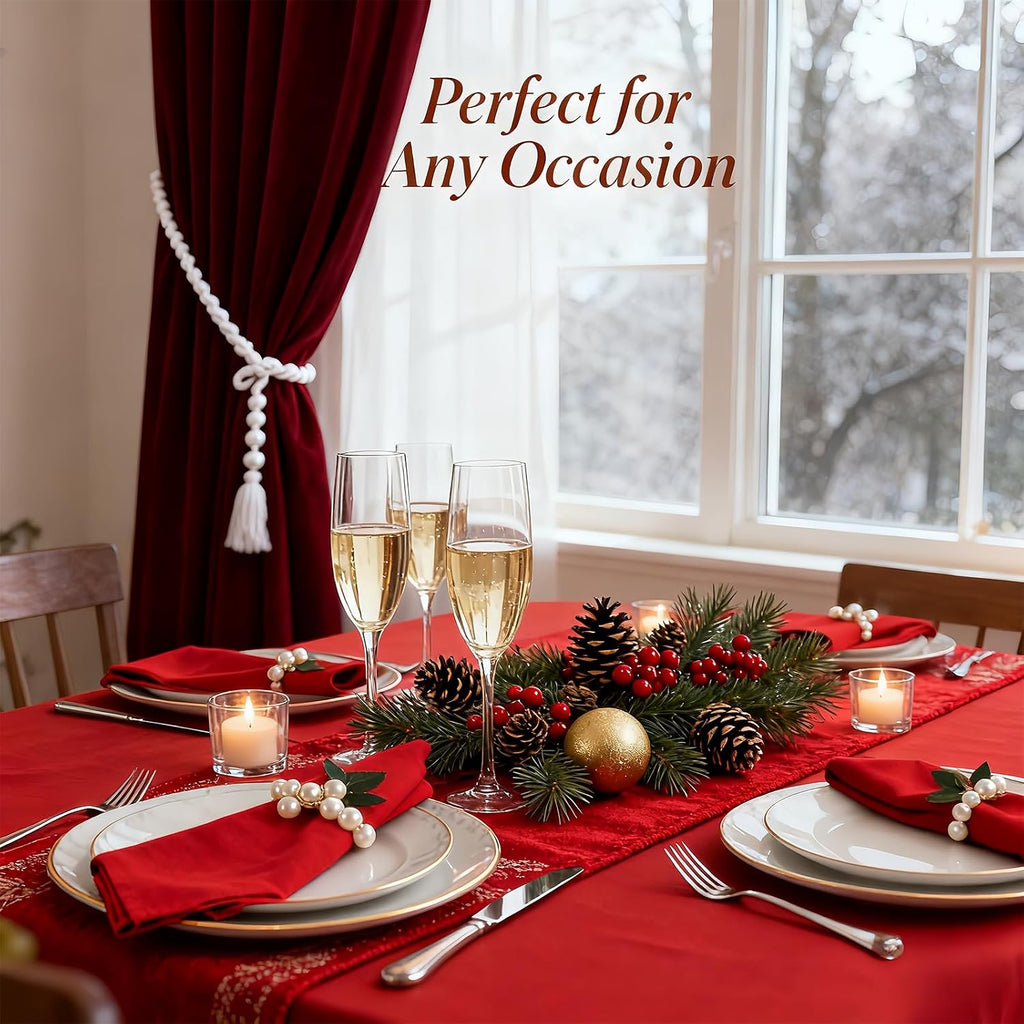 Adjustable Pearl Napkin Rings, Alternative Bow Napkin Rings, Compatible with Various Napkins, Such as - Set of 8