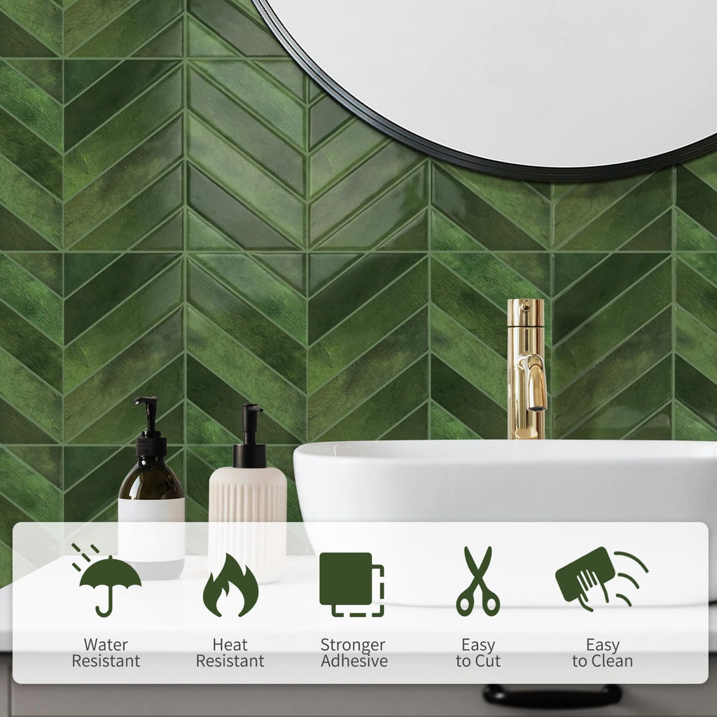 10 Sheets Thicker Herringbone Peel and Stick Backsplash