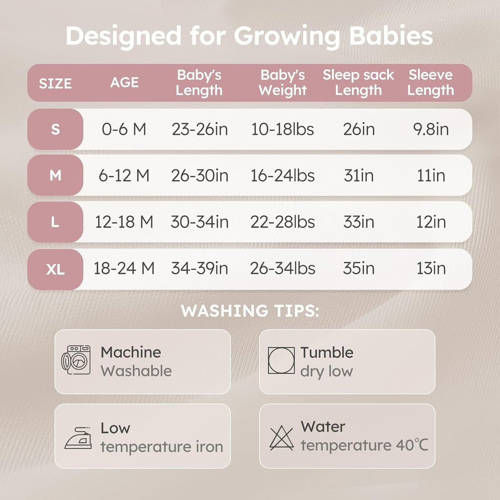 Long Sleeve Sleep Sack,1.0 TOG Baby Wearable Blanket