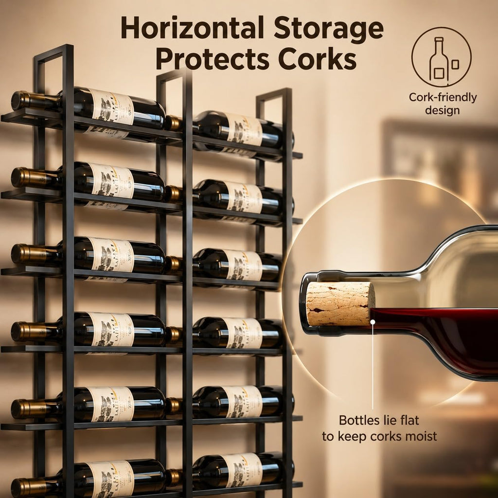 16 BottleWall Mount Wine Rack | Black Industrial Wine Storage Display Rack, Wine Cellar Storage, Bar, Restaurant