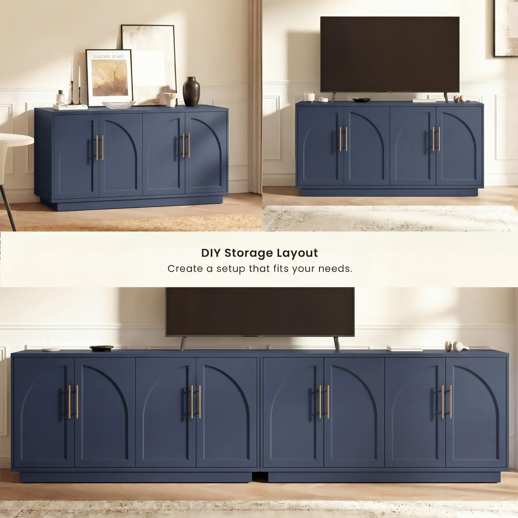 59" Sideboard Cabinet with Arched Doors, Navy Blue