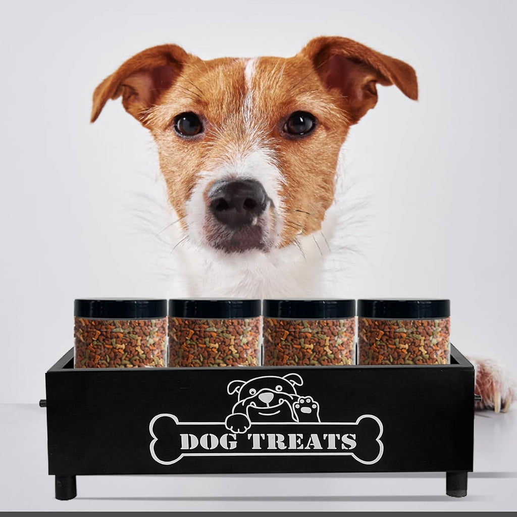 Large Dog Treats Container, Dog Cookie Jar for Dogs Cat Treats Container, Farmhouse Wood Pet Treats Storage Organizer