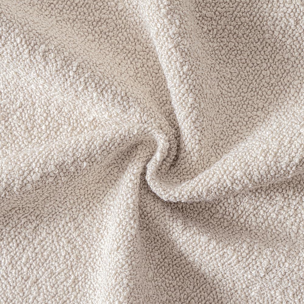 Textured Boucle Lumbar Pillow Cover for Bed 12x20 Beige