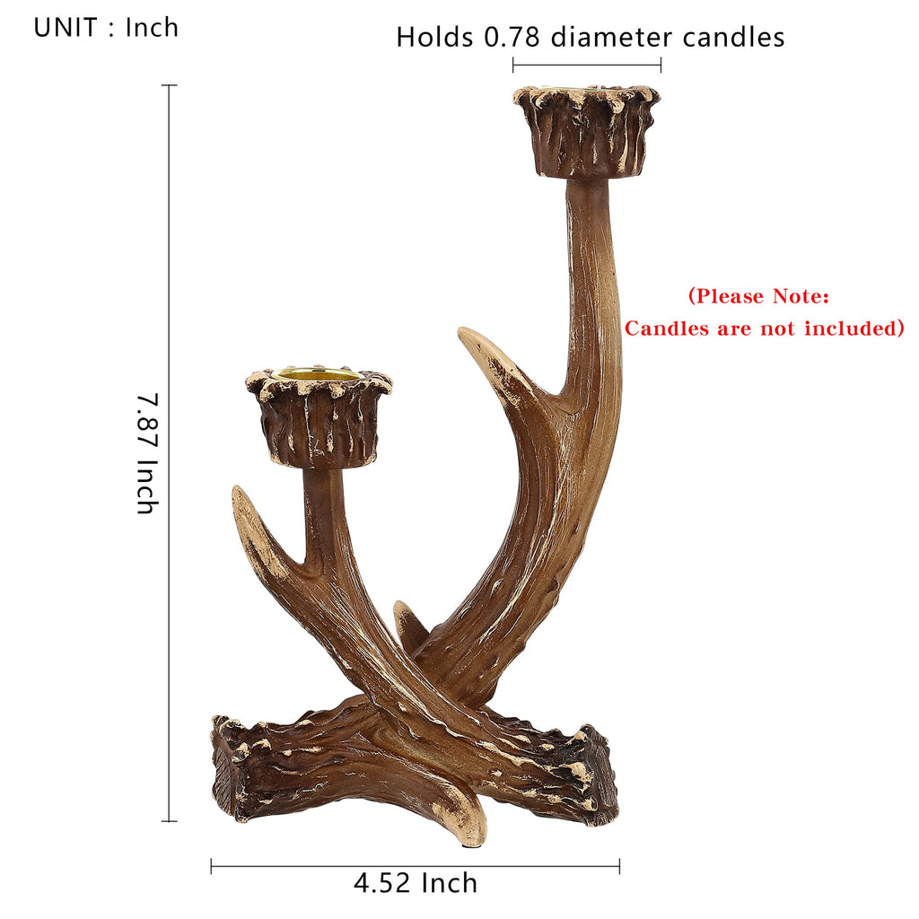 2PCS Deer Antler Candle Holders, Rustic Farmhouse Decor Style