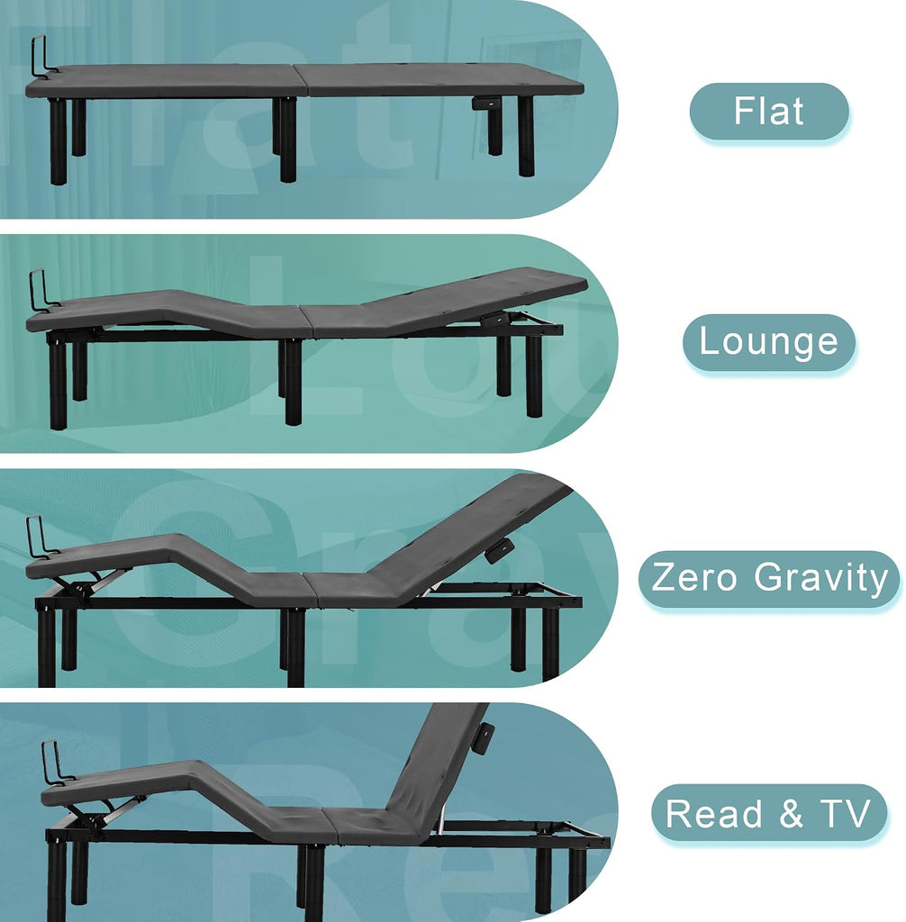 Adjustable Bed Frame Twin XL Bed Base with Wireless Remote, Head & Foot Incline, Zero Gravity,USB Type C (with