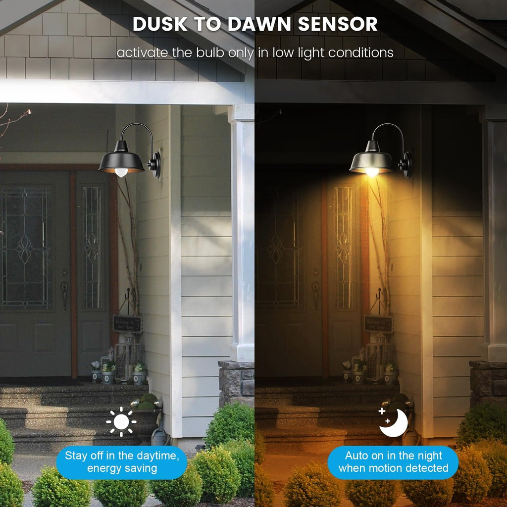 Motion Sensor Light Bulbs Dusk to Dawn 13W 100W Equivalent 1100lm Movement Activated Security LED Light Bulb 2700K