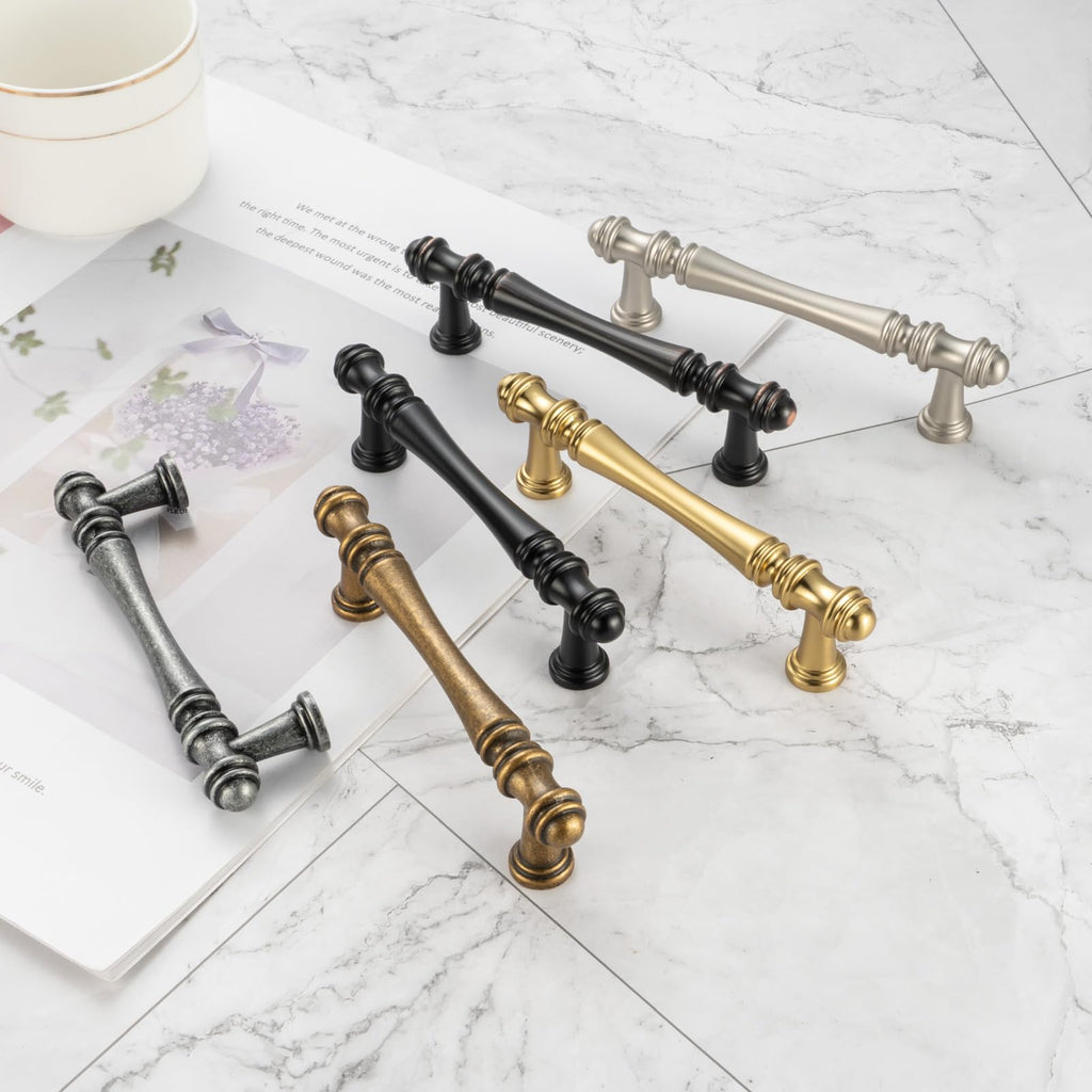 10 Pack 5 in Brushed Gold Cabinet Pulls, Gold Drawer Handles P30