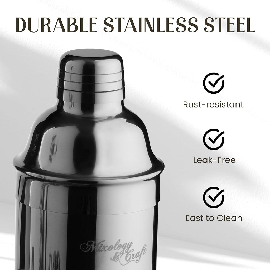 Cocktail Shaker Set: Complete Bartender Kit with Metal Stand and Bar Cart Accessories | Includes Exclusive Recipe - Set of 10