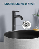 Matte Black Vessel Sink Faucet Bathroom Faucet Tall Stainless Steel Bathroom Sink Faucet Single Handle One Hole Round