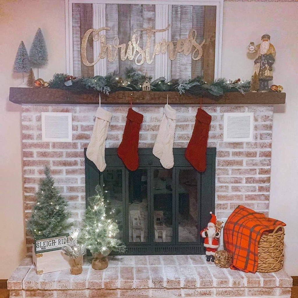Christmas Stockings 18 Inches Large Size Cable Knitted Stocking Gifts & Decorations for Family Holiday Xmas - Set of 4